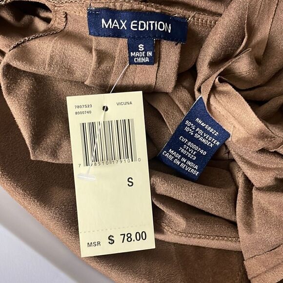 Max Edition Vicuna Faux Suede Square Lapel Racerback Vest S NEW - Picture 8 of 9